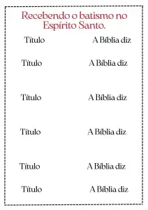 Dinâmica Buscando o Batismo com o Espírito Santo